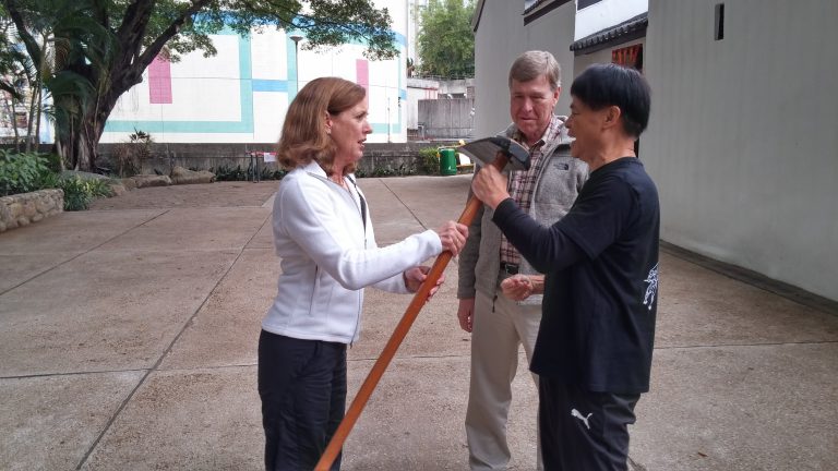 Ringo introduces the weapon to Mrs Mara during the Kung Fu show