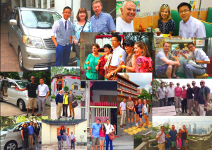 A mixture of different photos for Frank the tour guide with guests Easy Hong Kong Private Tour