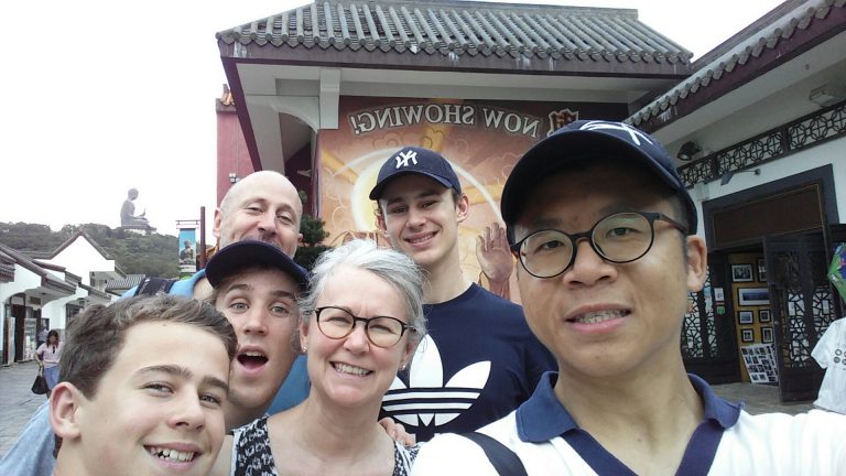 Selfie Frank the tour guide Averil McDowell family big buddha