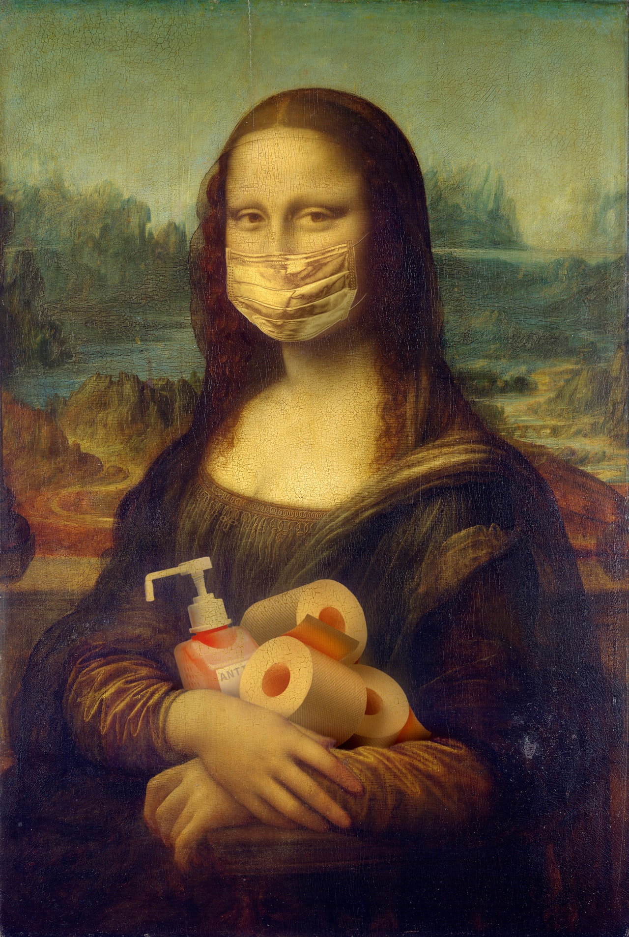 Mona Lisa is also wearing mask, but she still keeps her smile. Photo by Yaroslav Danylchenko.