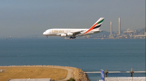 A380 landing Hong Kong Airport