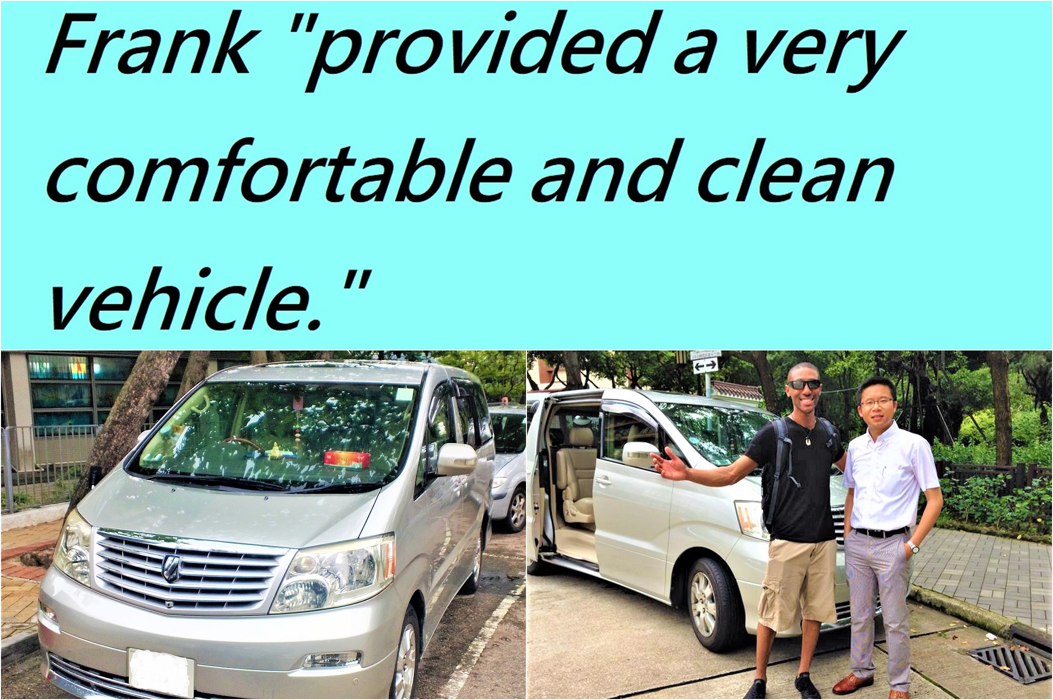 Share Frank's post about his clients' good review for his clean private car tour