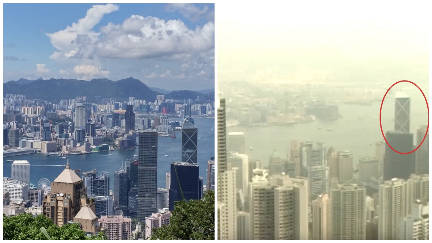 Photo and screenshot for view of Victoria Peak