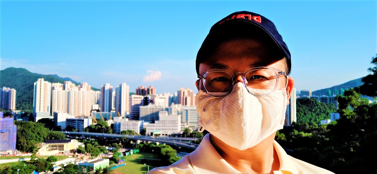 Frank the tour guide takes selfie at Shui Chuen O Estate