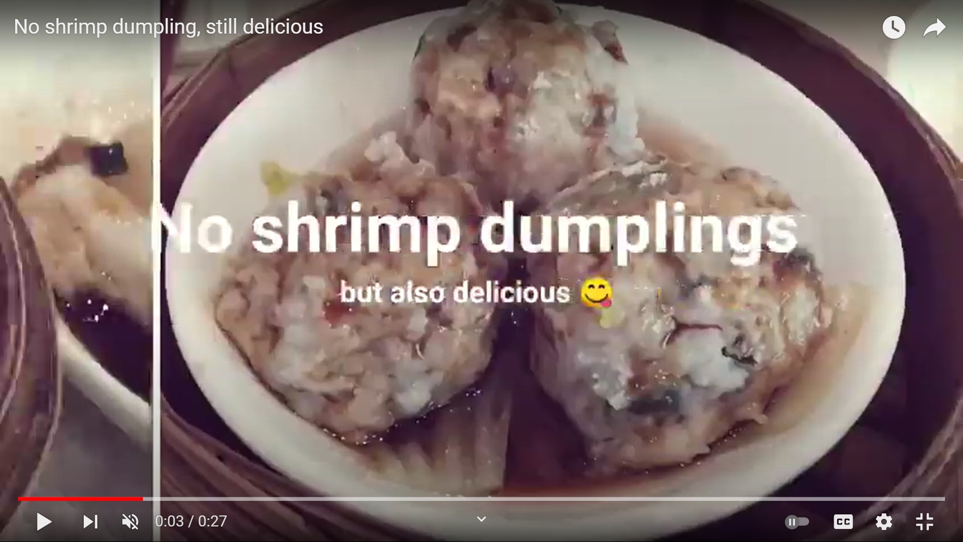 “No shrimp dumpling, still delicious” snapshots video of Frank