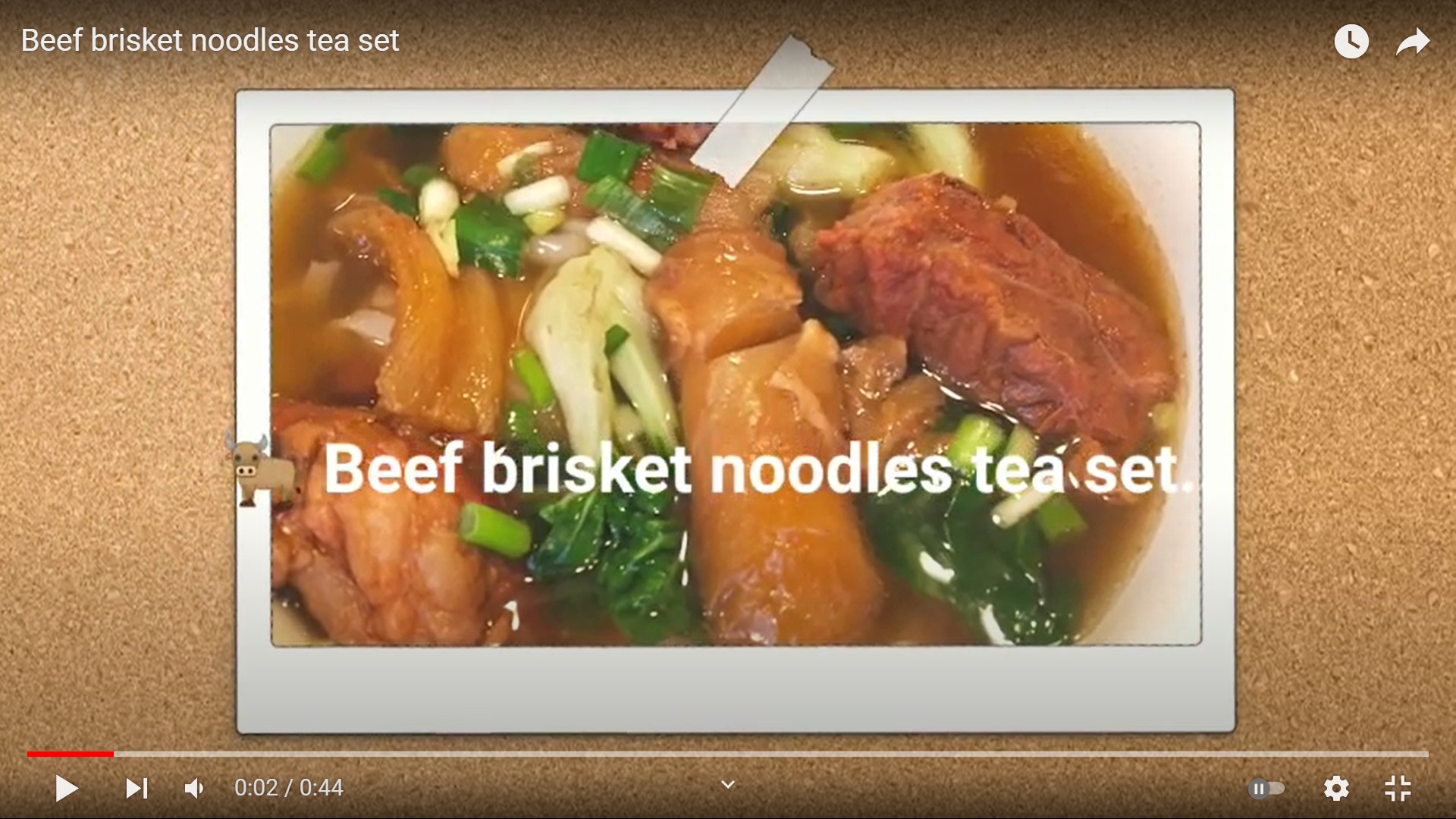 “Beef brisket noodles tea set” snapshots video of Frank